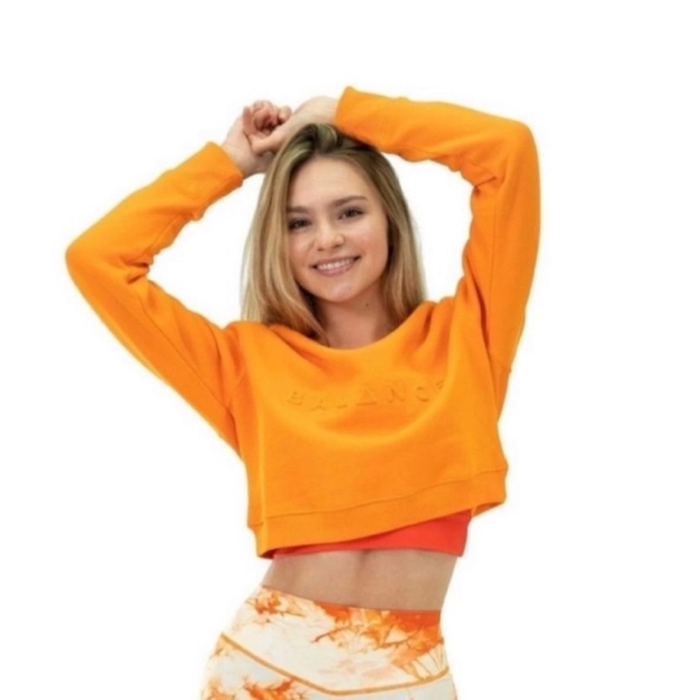 Orange Cropped Balance Athletica Sweatshirt